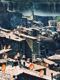 High angle view of buildings in town