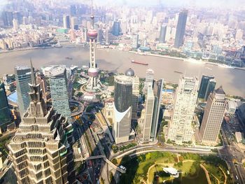 High angle view of city