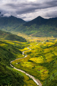 Scenic view of mountains against sky