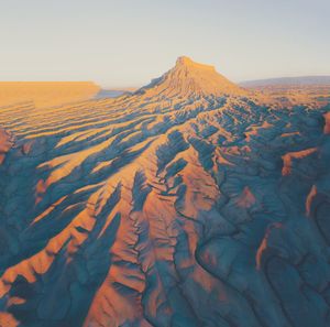 A combination of multiple photos taken with my dji mavic pro of factory butte at sunrise in utah. 