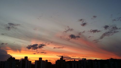 Silhouette buildings against sky during sunset