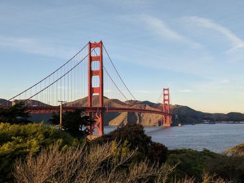 Suspension bridge over river