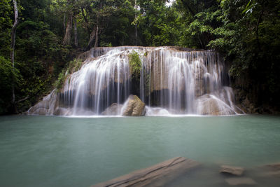 Scenic view of waterfall in forest