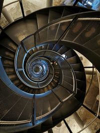 High angle view of spiral staircase in building