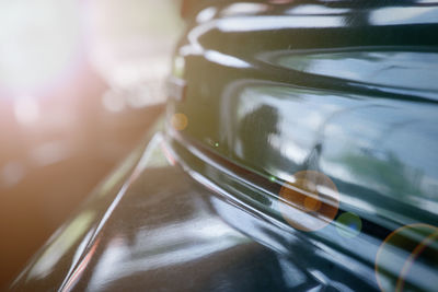 Close-up of car on table