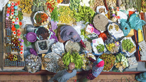 From top view  pasar siti khadijah at kota baharu , kelantan, malaysia 