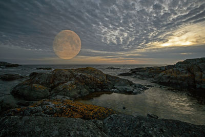 Scenic view of sea against sky at sunset