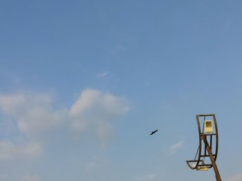 Low angle view of basketball hoop against sky