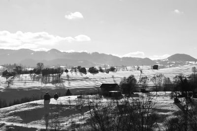 High angle view of lake against sky