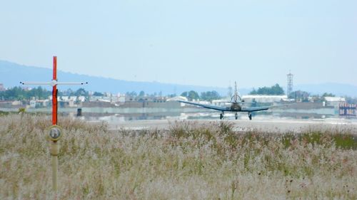 Scenic view of land against clear sky