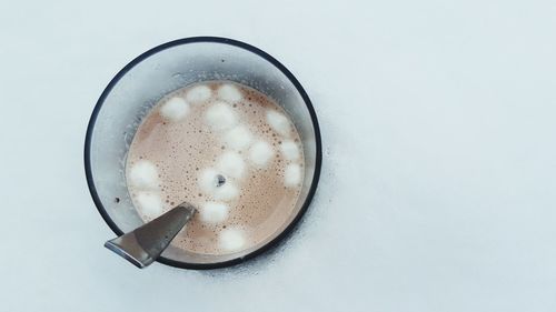 High angle view of coffee on table