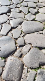 High angle view of stones on beach