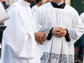 Catholics participate in the easter week religious procession in the streets of pelourinho