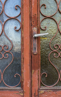 Close-up of rusty metal door