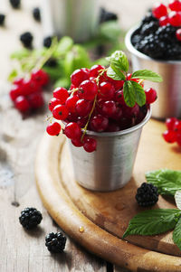 Close-up of strawberries on table