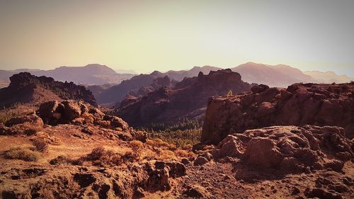 Scenic view of mountains against clear sky