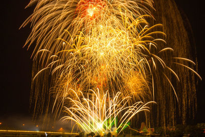 Firework display at night