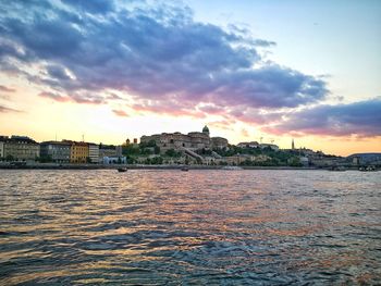 View of city at sunset