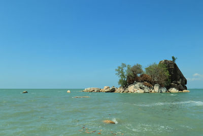 Scenic view of sea against clear sky