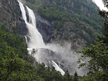 Scenic view of waterfall in forest
