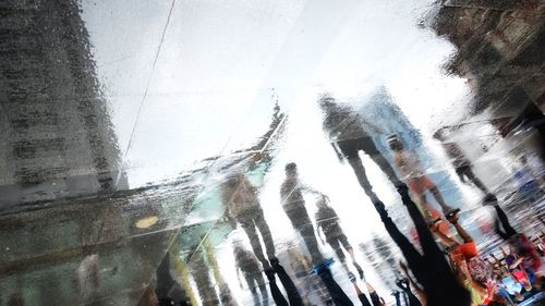 Low angle view of wet splashing water