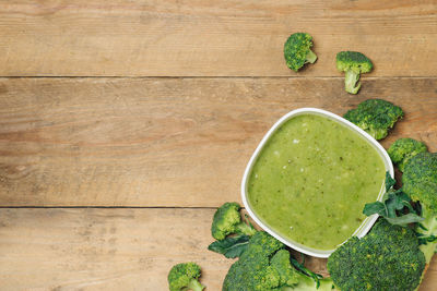 High angle view of vegetables in bowl on table
