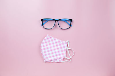 Directly above shot of eyeglasses on table