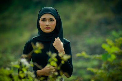 Natural is the real beauty, woman standing with her hijab style