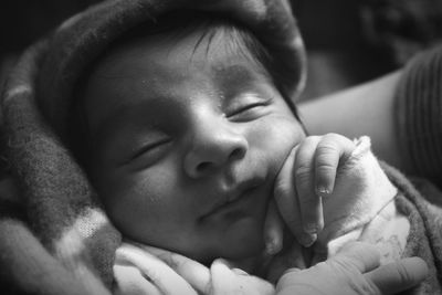 Close-up of baby sleeping