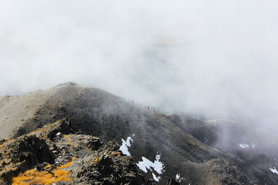 Mountain landscape in georgia, clouds, rocks, stones and alpine hiking