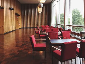 Empty chairs in a room