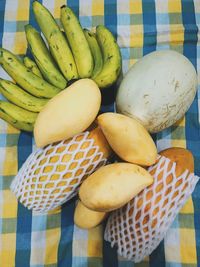 High angle view of fruits on table