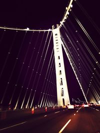 Light trails on road at night