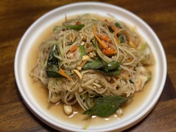 High angle view of meal served in bowl