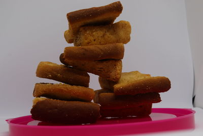 Stack of cookies in plate