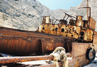 Rusty abandoned shipwreck