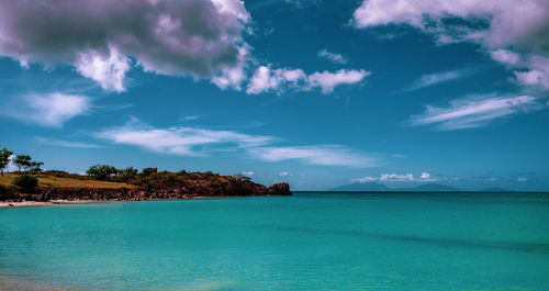 The caribbean sea on antigua and barbuda beach.