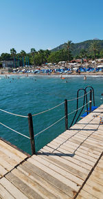 Scenic view of sea against clear sky