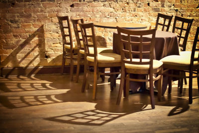 Empty chairs in restaurant