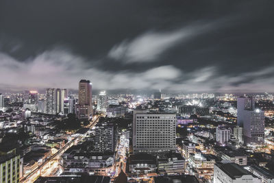 Illuminated cityscape at night