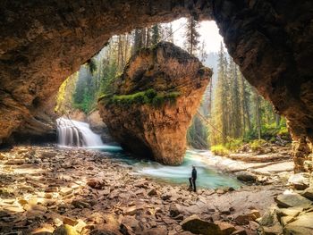 Scenic view of waterfall