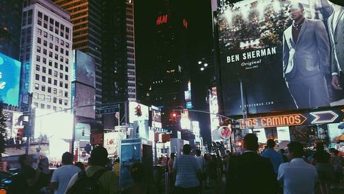 Crowd in city at night