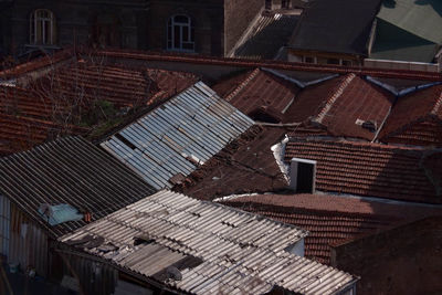 Close-up high angle view of rooftops