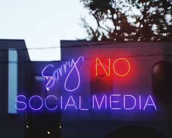 Close-up of neon sign