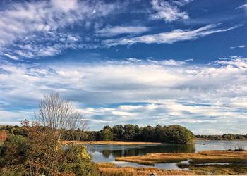Scenic view of lake against sky