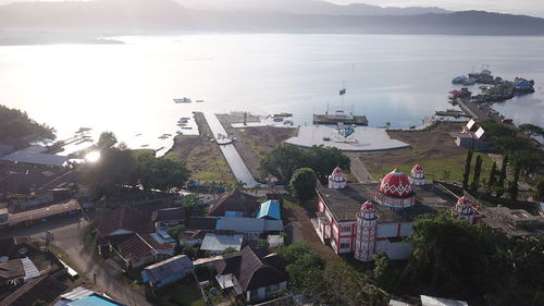 High angle view of sea against sky