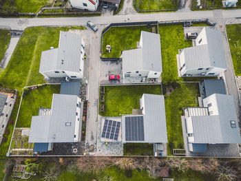 High angle view of buildings in city