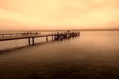 Scenic view of sea at sunset