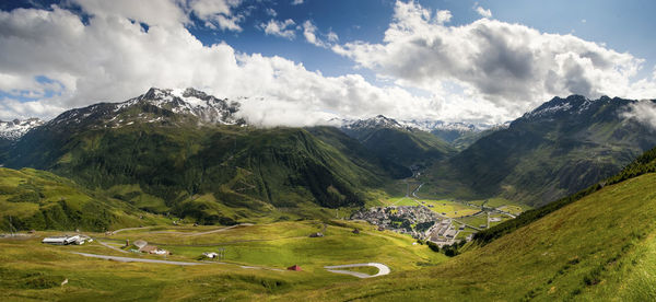 Scenic view of mountains against sky