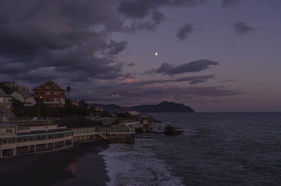 Scenic view of sea against sky at sunset